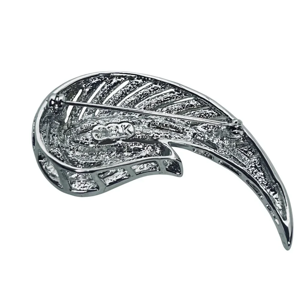 Cameron And Cross Jackie Kennedy Silver & Gold Tone Rhinestone Leaf Brooch (5899 - Picture 5 of 8